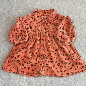 RZ by Rachel Zoe corduroy cheetah animal print dress girls baby 18 months button